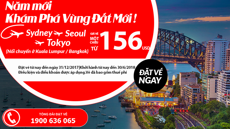 Air Asia khuyến mại giá vé chỉ từ 156 USD