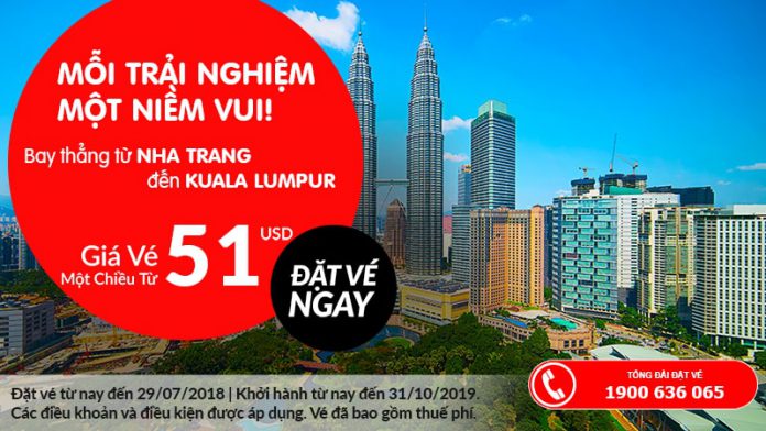 Air Asia mở bán vé rẻ đi Kuala Lumpur